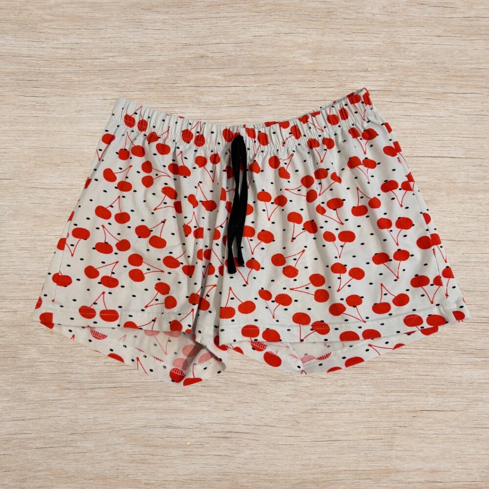 Cherry Print Pajama Shorts Loungewear Soft Sleep PJs Women’s Size Small